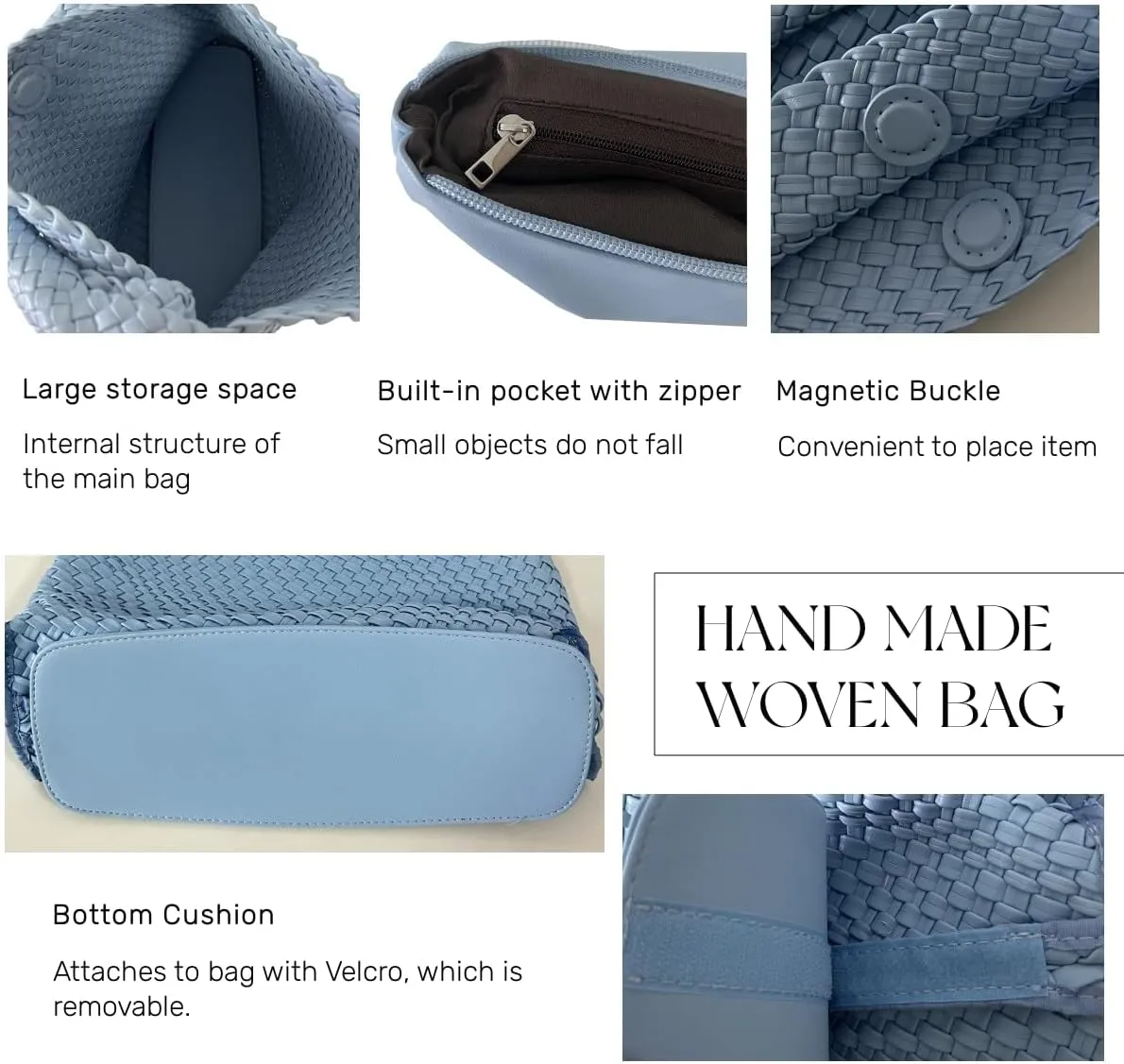 Vegan Leather Hand Woven Tote Handbag Shoulder Bag and Woven Purses Large Shopper Bag for Women