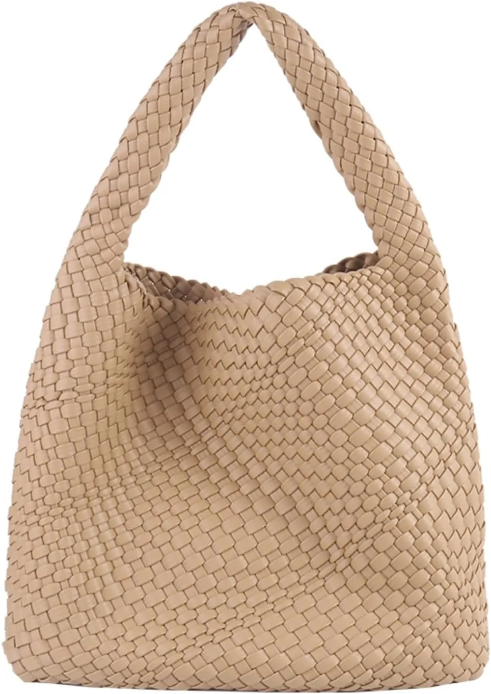 Vegan Leather Hand Woven Tote Handbag Shoulder Bag and Woven Purses Large Shopper Bag for Women