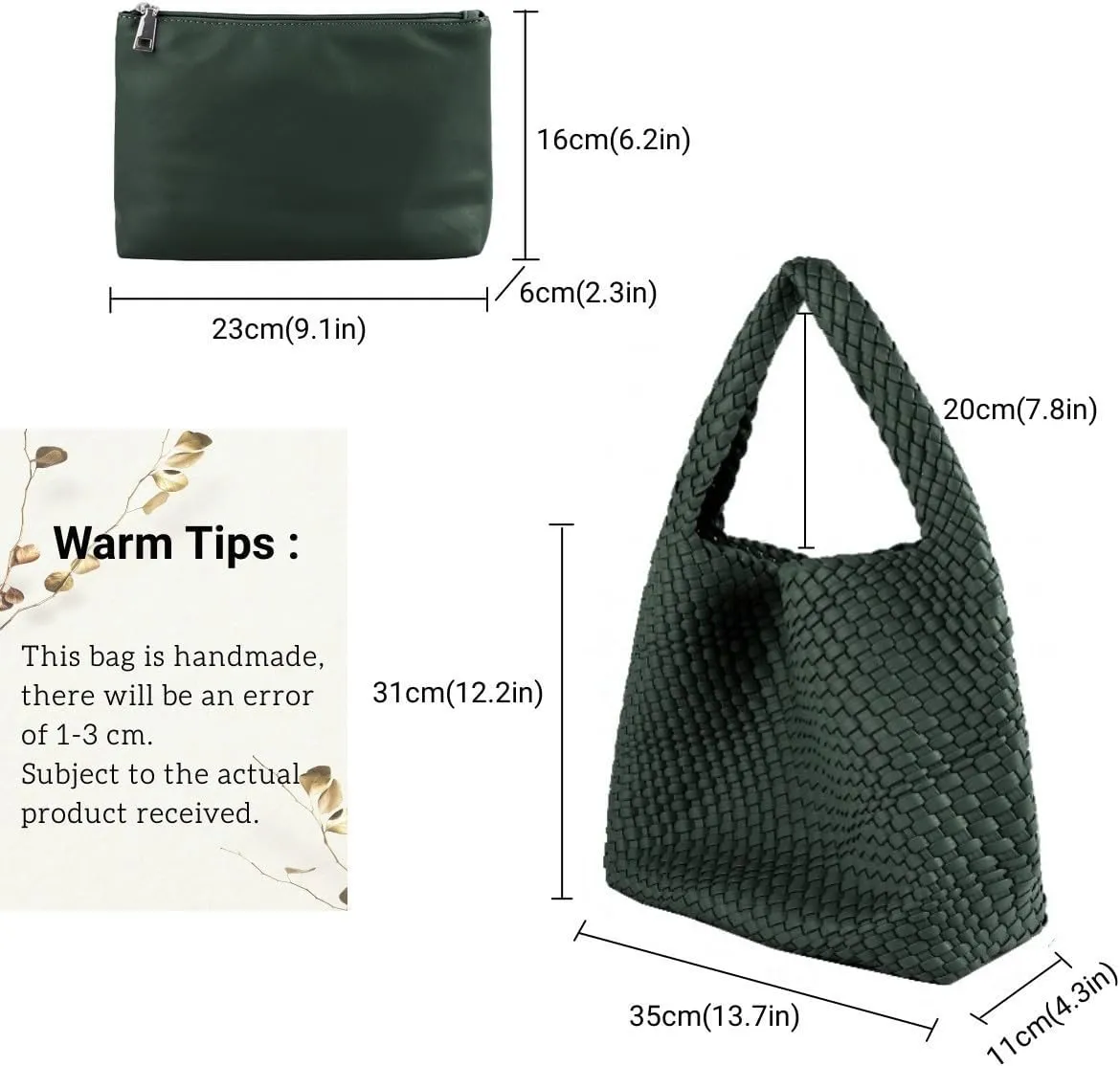 Vegan Leather Hand Woven Tote Handbag Shoulder Bag and Woven Purses Large Shopper Bag for Women