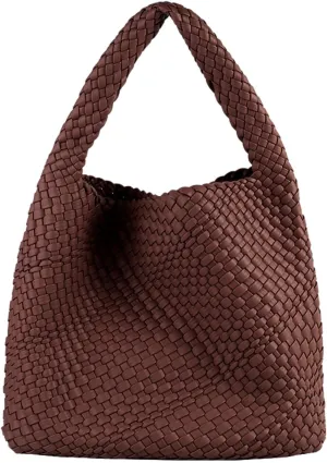 Vegan Leather Hand Woven Tote Handbag Shoulder Bag and Woven Purses Large Shopper Bag for Women