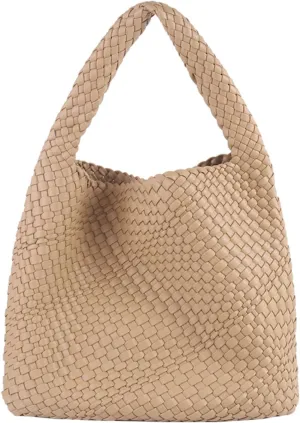 Vegan Leather Hand Woven Tote Handbag Shoulder Bag and Woven Purses Large Shopper Bag for Women
