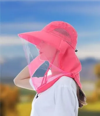 Vendioer Mosquito Safari Mesh Net Hat with Neck Flap, Sun Protection Women Men Bug Cap, Hidden Netting Boonie for Fishing