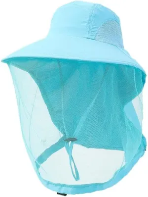 Vendioer Mosquito Safari Mesh Net Hat with Neck Flap, Sun Protection Women Men Bug Cap, Hidden Netting Boonie for Fishing