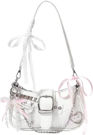 Verdusa Women's Y2k Star Embroidery Shoulder Bag Mini Chain Hobo Handbag Purses