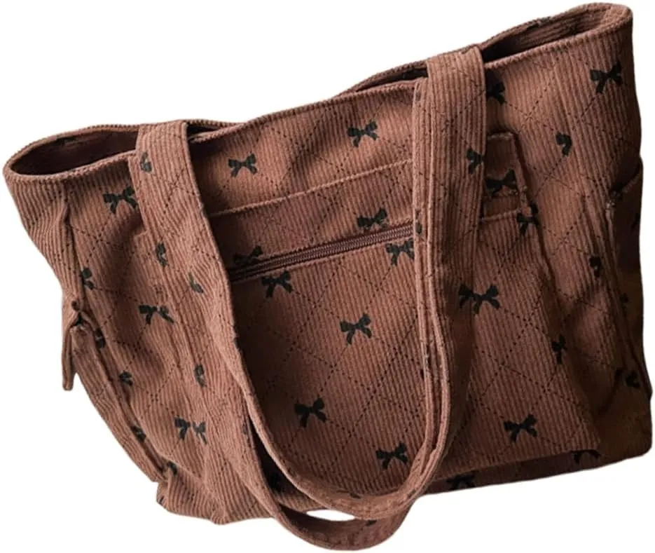 Versatile Corduroy Bag Modern and Elegant Shoulder Bag Large Capacity Handbag for Shopping Business and Travel