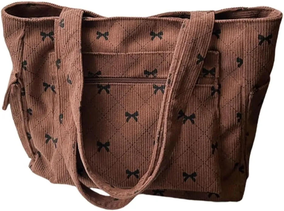 Versatile Corduroy Bag Modern and Elegant Shoulder Bag Large Capacity Handbag for Shopping Business and Travel