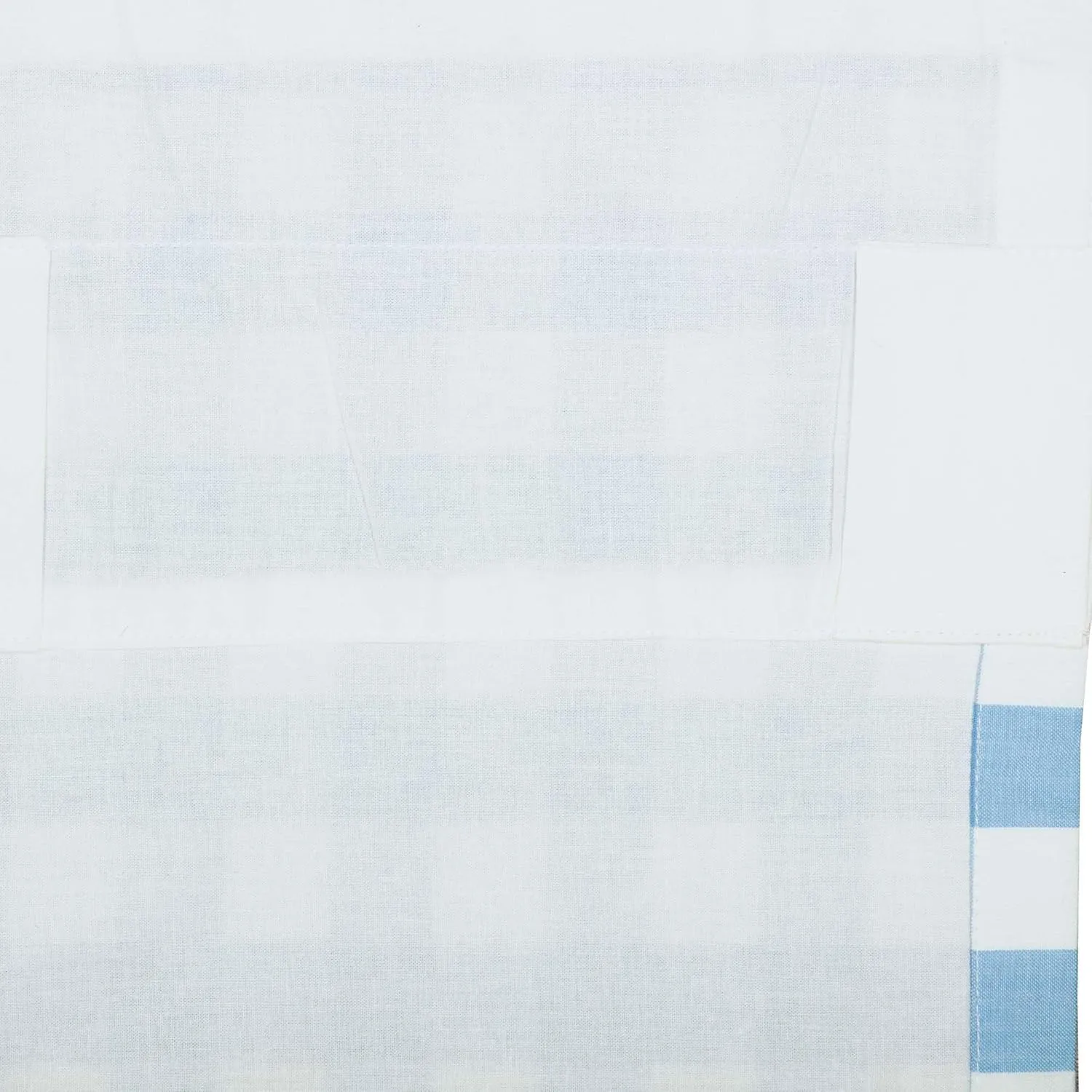 VHC Brands Annie Blue Buffalo Check Farmhouse Ruffled Prairie Long Panel Curtain Set 84x36x19