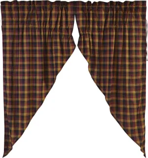 VHC Brands Heritage Farms Curtains, Primitive Check Prairie Short Panel Set of 2 63x36x18