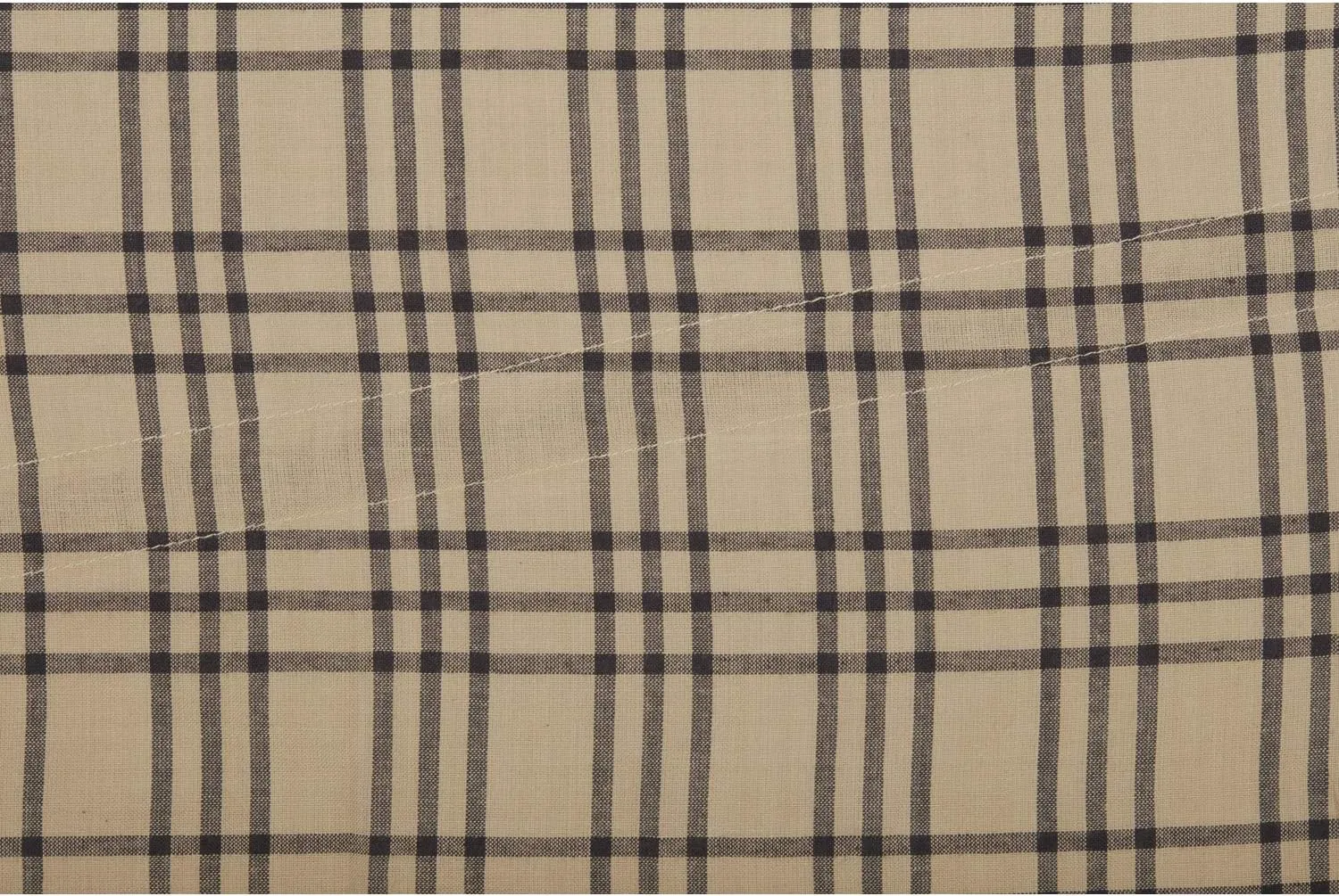VHC Brands Sawyer Mill Plaid Cotton Farmhouse Bedroom Curtains Rod Pocket Drawstring Ties Prairie Panel Pair 84 Inches Long, Charcoal Black