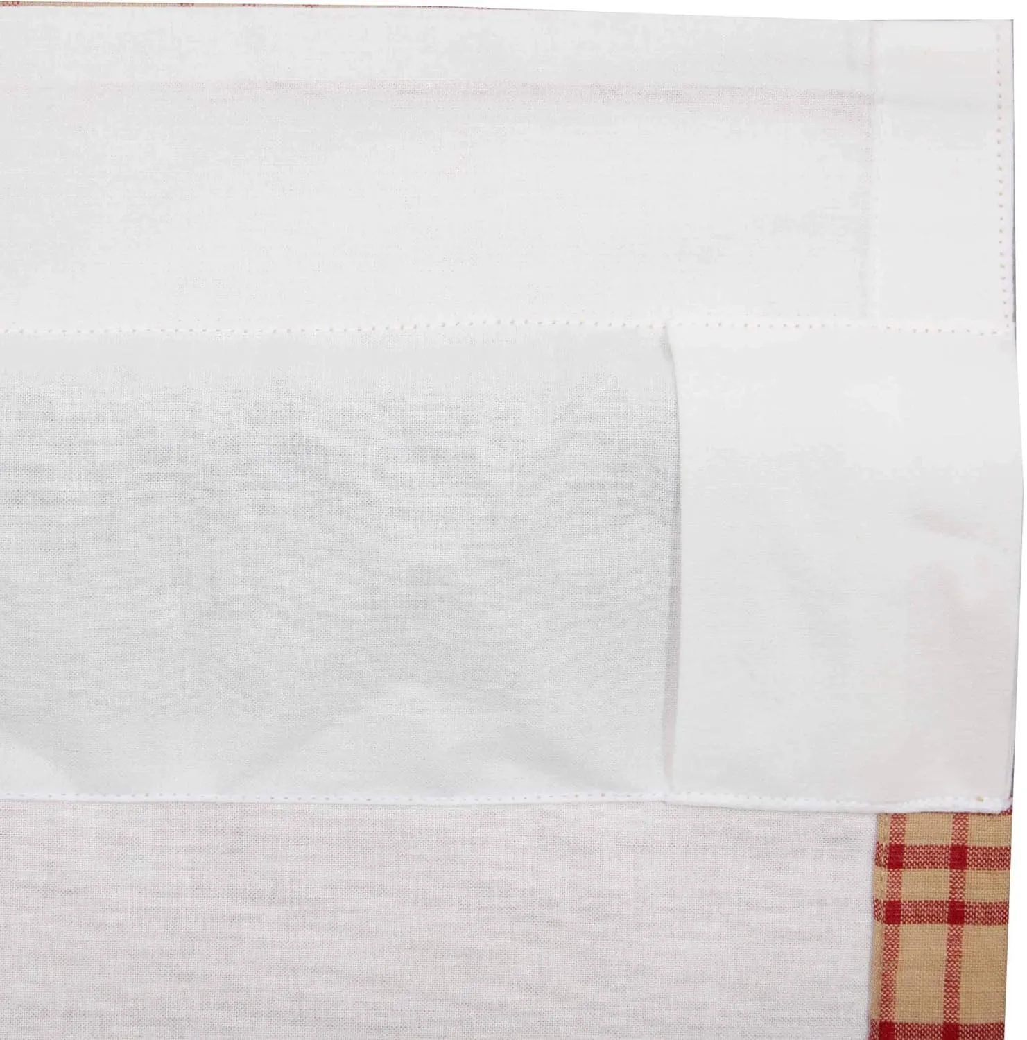 VHC Brands Sawyer Mill Plaid Cotton Farmhouse Curtains Rod Pocket Drawstring Ties 63 Inches Length Prairie Panel Pair, Red
