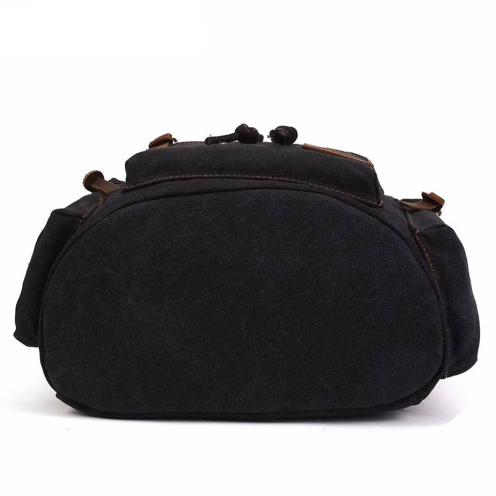 Vintage Canvas Leather 17.7 Litre Backpack with Drawstring