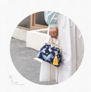 Vintage Evening Chain Handbag with Embroidered for Women Chinese Purse Crossbody Evening clutch bag