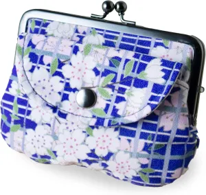 Vintage Floral Kiss Lock Coin Change Wallet Purses (SAKURAKOUSHI Cherry Blossoms - Purple) / Made in Japan Pouch for Women