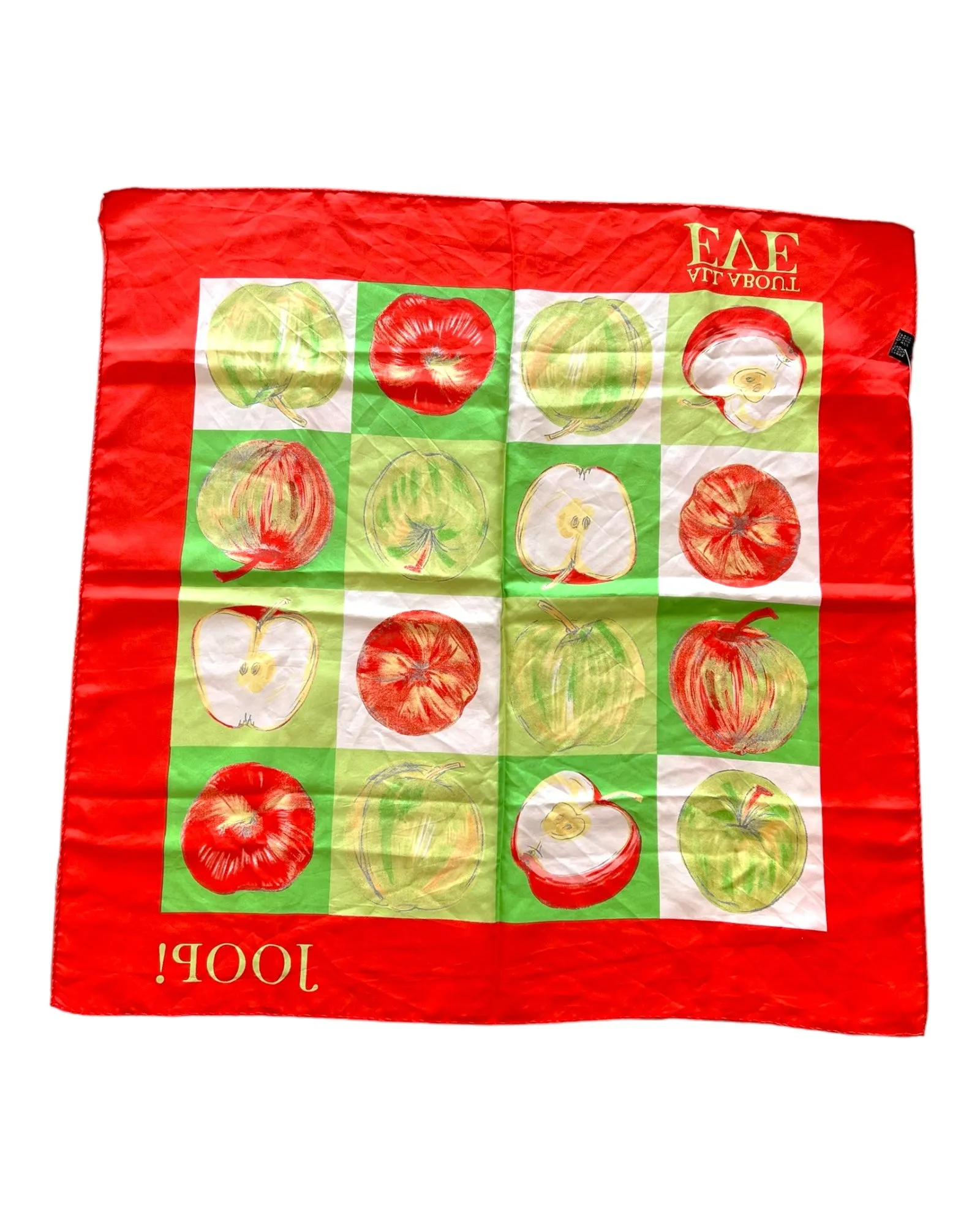 Vintage Joop! Red and Green Apple Silk Scarf