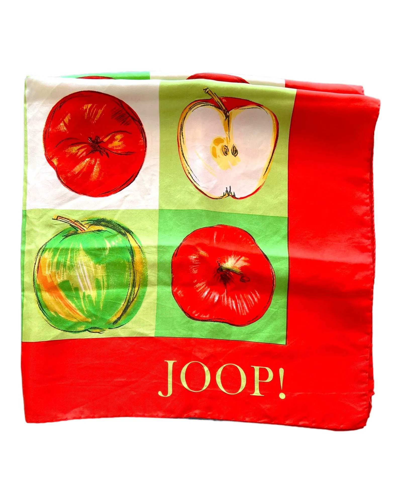 Vintage Joop! Red and Green Apple Silk Scarf