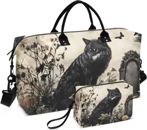 Vintage Owl Wolf Duffel Bag for Travel Gym Sport, Weekender Travel Bags Carry on Overnight Bag