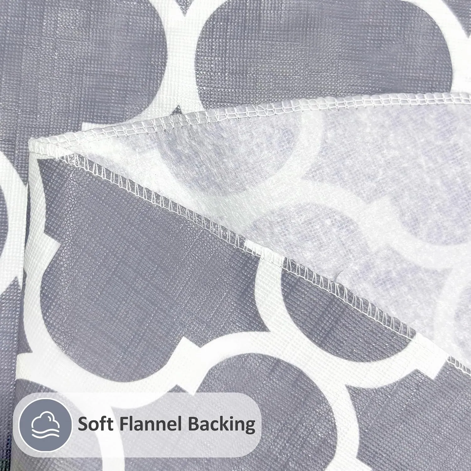 Vinyl Tablecloth with Flannel Backing-6 Pack Moroccan Grey 60x84 Inch Waterproof Rectangular Plastic Table Cloths-Wipeable Heavy Duty Oilcloth for Outdoor Picnic Party Camping Dining