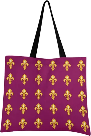 visesunny Carnival Women Extra Large Tote Bag Fleur-de-lys Shoulder Bags Ladies Beach Travel Reusable Grocery Shopping Portable Storage Handbag