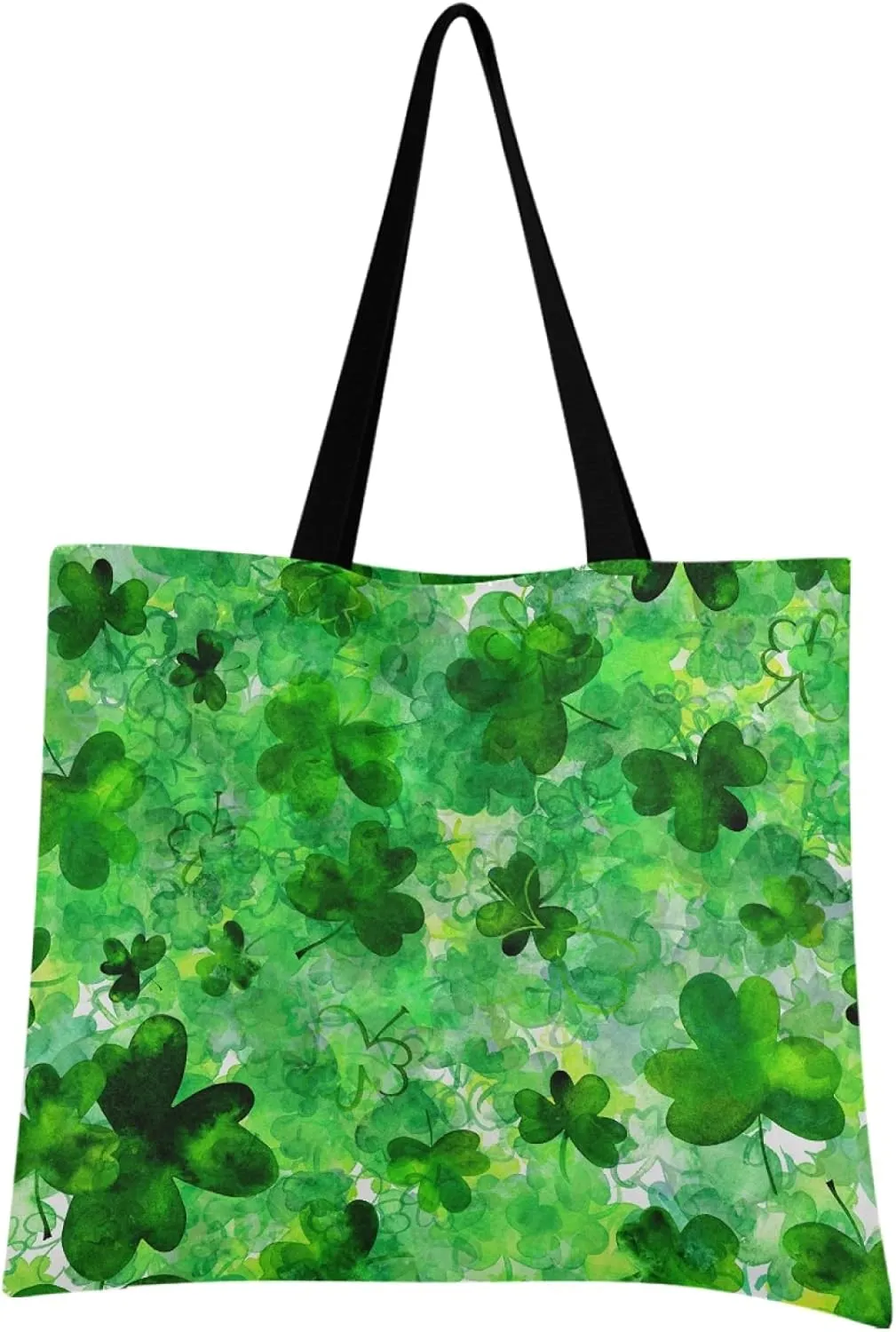 visesunny Women Extra Large Tote Bag Abstract Green Clover Shoulder Bags Ladies Beach Travel Reusable Grocery Shopping Portable Storage Handbag