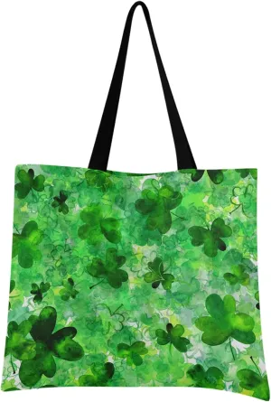 visesunny Women Extra Large Tote Bag Abstract Green Clover Shoulder Bags Ladies Beach Travel Reusable Grocery Shopping Portable Storage Handbag
