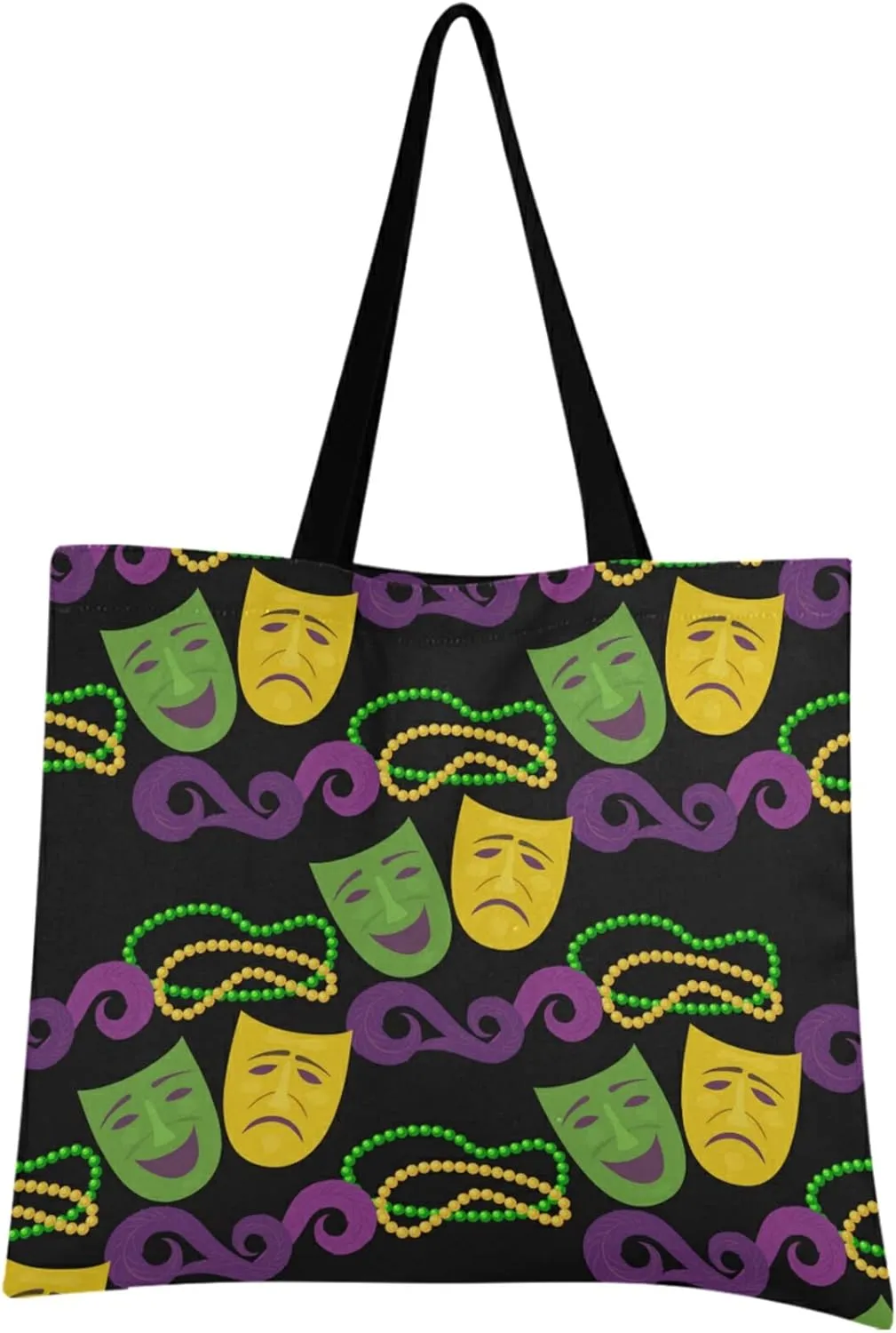 visesunny Women Extra Large Tote Bag Carnival Mardi Gras Pattern Shoulder Bags Ladies Beach Travel Reusable Grocery Shopping Portable Storage Handbag