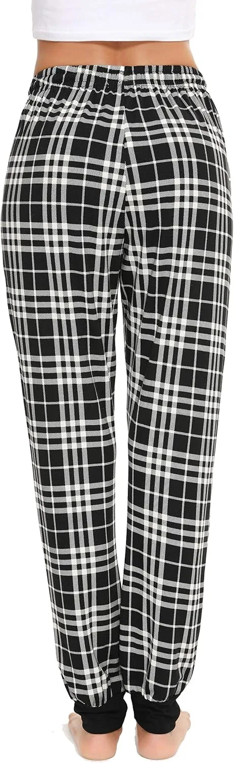 Vlazom Women Plaid Pajama Pants Comfy Lounge Pants Sleep Pj Bottoms Jogger Trousers with Pockets Drawstring