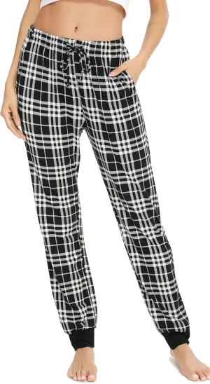 Vlazom Women Plaid Pajama Pants Comfy Lounge Pants Sleep Pj Bottoms Jogger Trousers with Pockets Drawstring