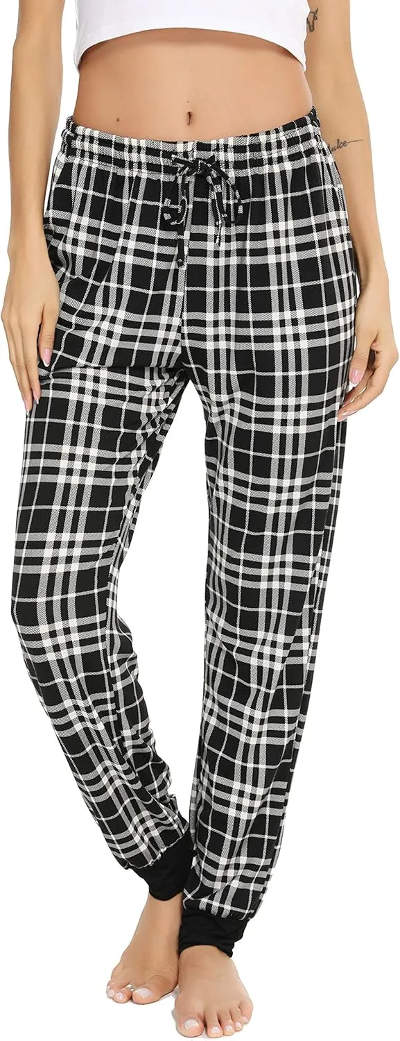 Vlazom Women Plaid Pajama Pants Comfy Lounge Pants Sleep Pj Bottoms Jogger Trousers with Pockets Drawstring