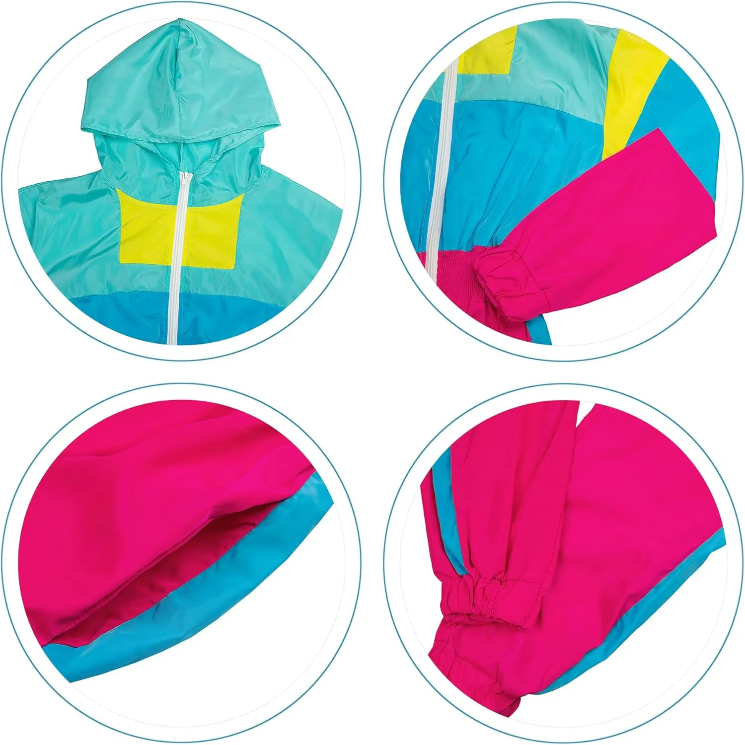 VOIKERDR Women Colorblock One Piece Outfits Set High Waist Pants Long Sleeve Zipper Front Windbreaker Jumpsuit