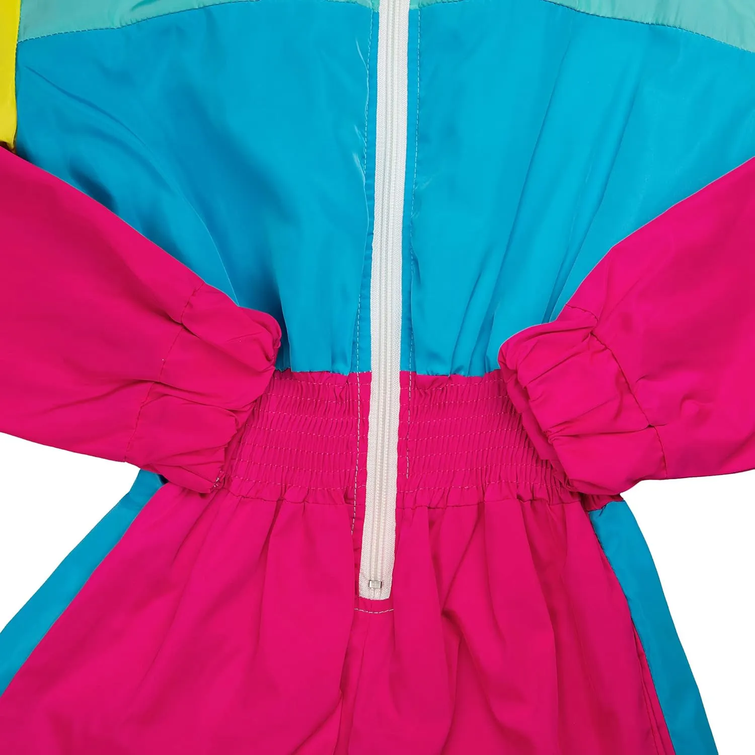 VOIKERDR Women Colorblock One Piece Outfits Set High Waist Pants Long Sleeve Zipper Front Windbreaker Jumpsuit