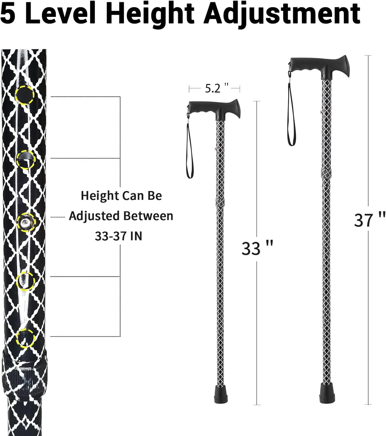 Walking Cane for Men and Women, Foldable Floral Lightweight Adjustable Portable for Folding Canes, Comfortable T-Handle for Seniors Adults