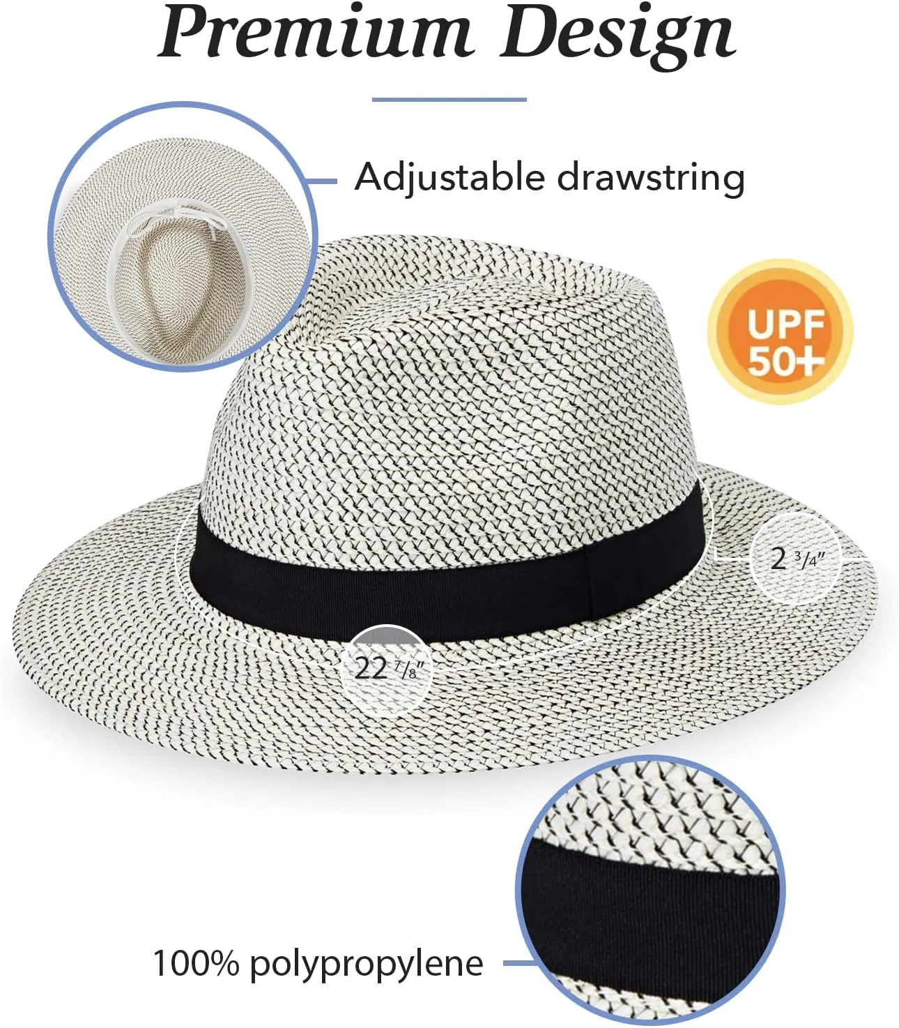 Wallaroo Hat Company Charlie Fedora – UPF 50  UV Protection Sun Hat, Wide Brim, Adjustable, Packable, Women & Men, 2 Sizes
