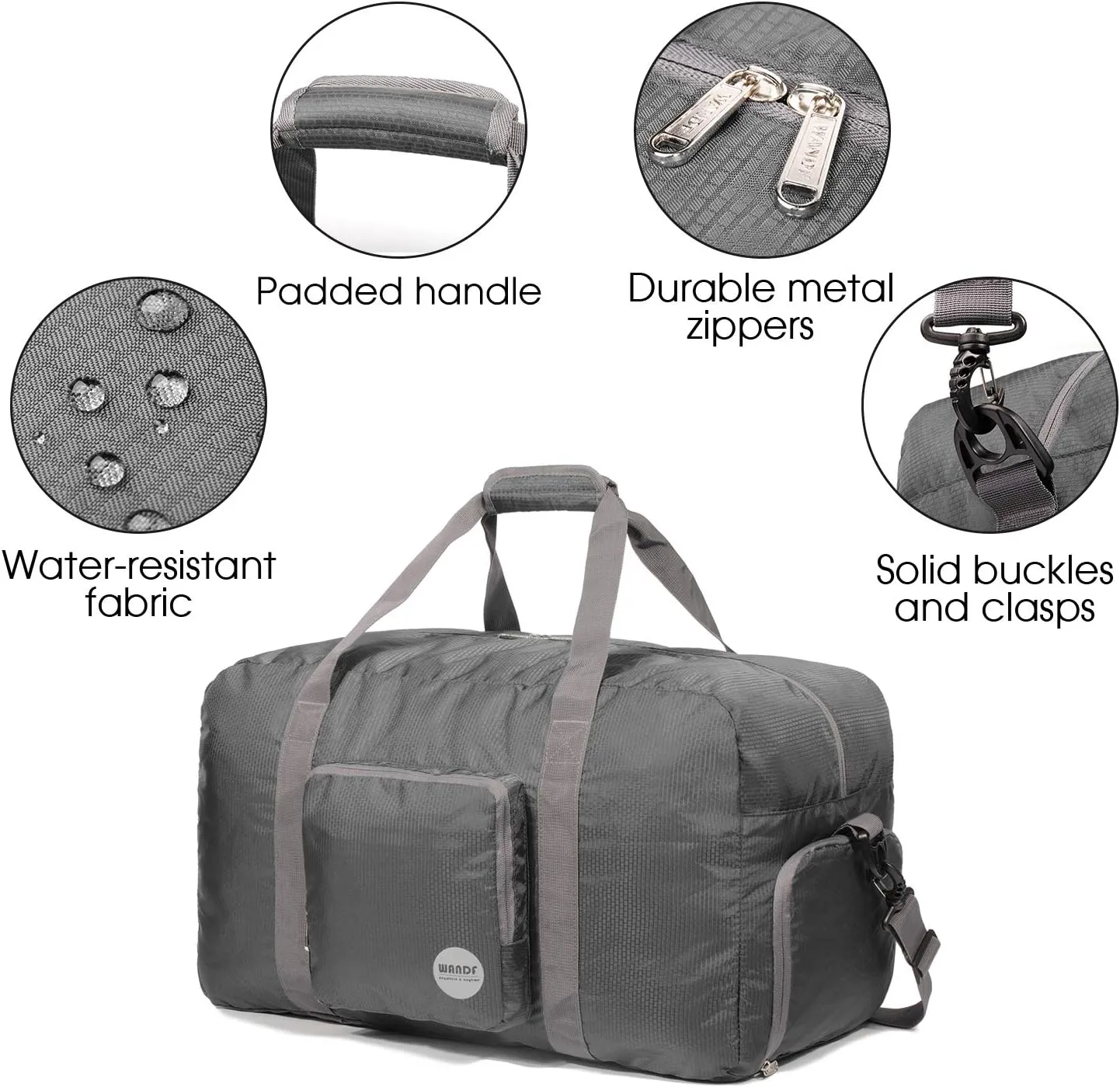 WANDF Foldable Travel Duffel Bag 60-120L Duffle Carry on for Women and Men