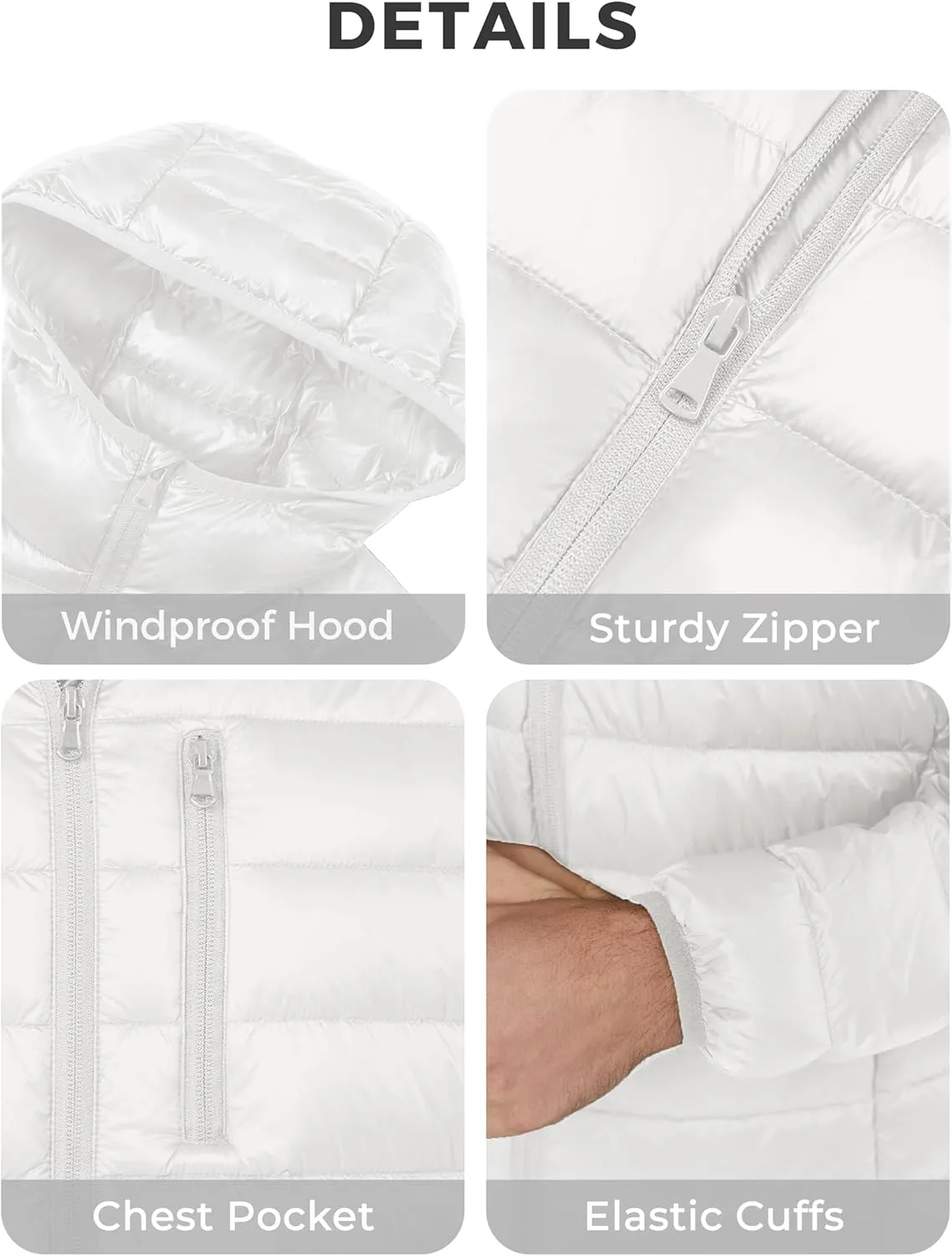 wantdo Men's Packable Down Jacket Lightweight Puffer Jacket Hooded Winter Jacket