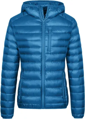 Wantdo Women's Packable Down Jacket Lightweight Puffer Jacket Hooded Winter Coat