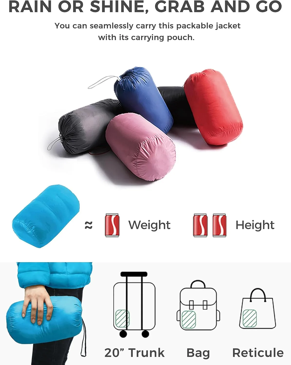 Wantdo Women's Packable Down Jacket Lightweight Puffer Jacket Hooded Winter Coat