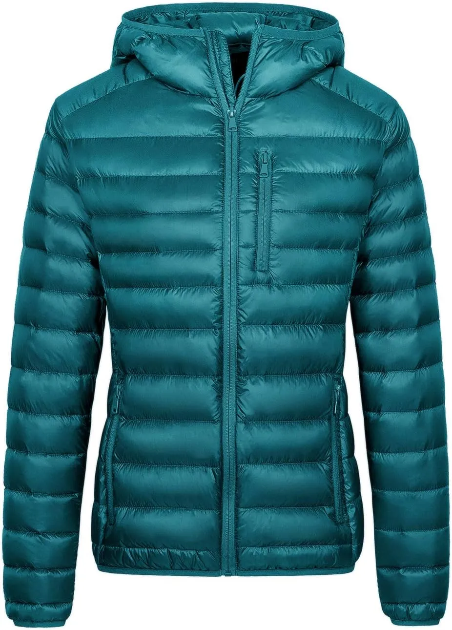Wantdo Women's Packable Down Jacket Lightweight Puffer Jacket Hooded Winter Coat