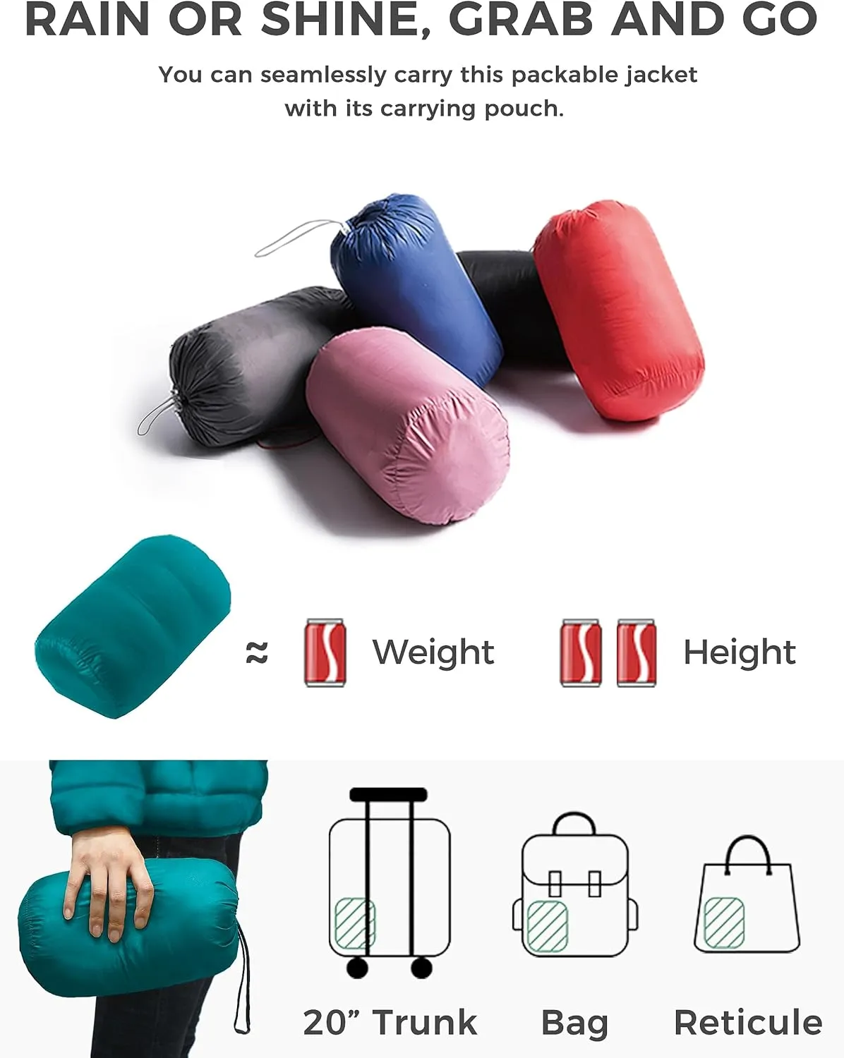 Wantdo Women's Packable Down Jacket Lightweight Puffer Jacket Hooded Winter Coat