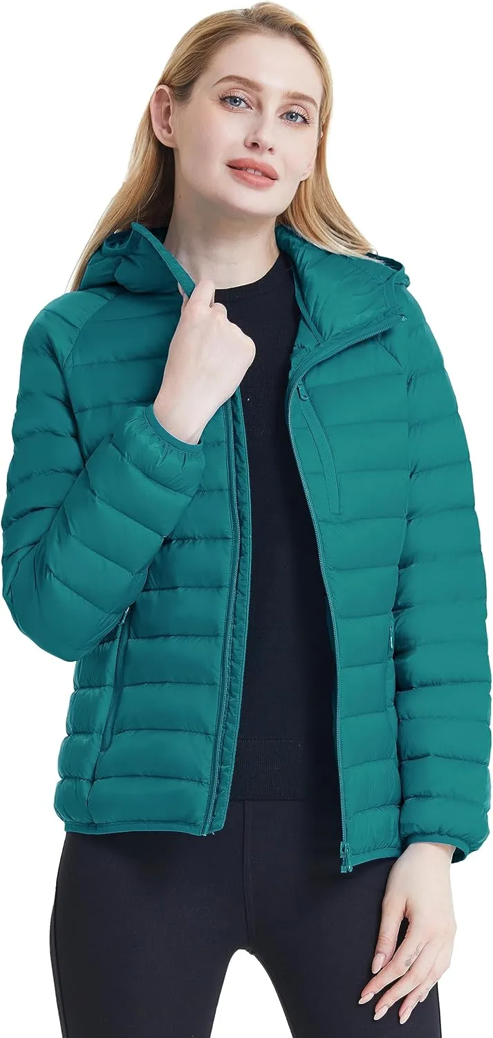 Wantdo Women's Packable Down Jacket Lightweight Puffer Jacket Hooded Winter Coat