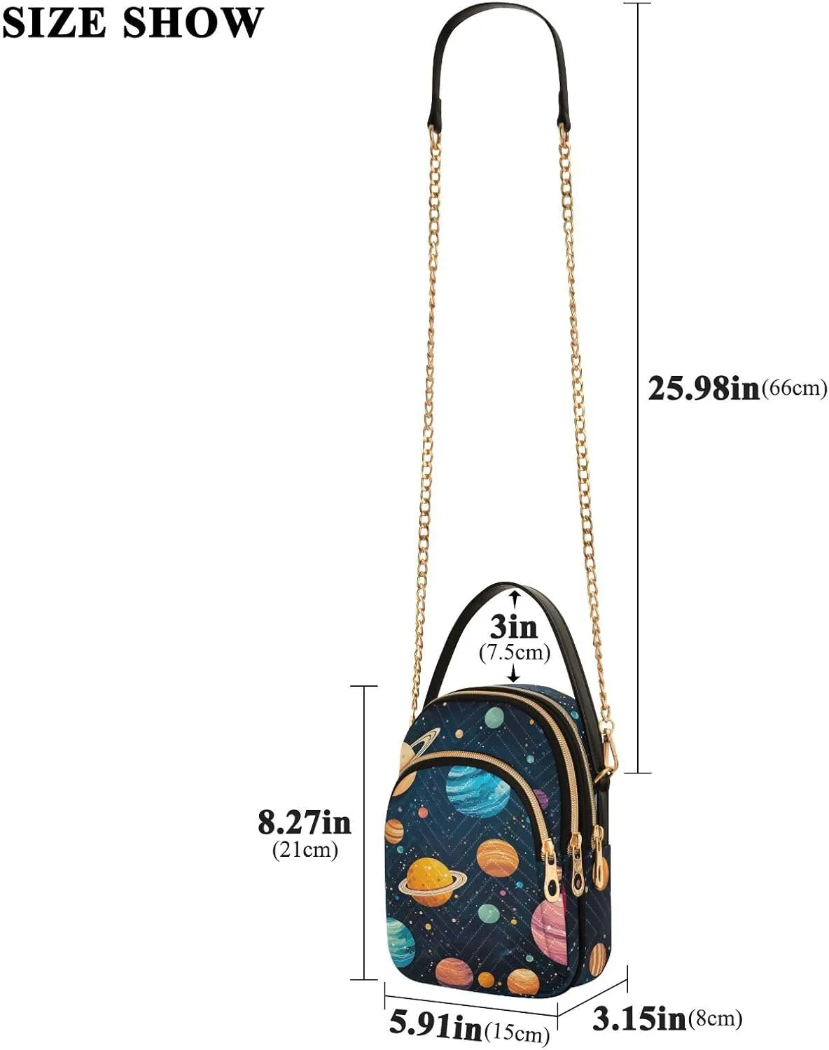 Watercolor Floral Border Women Crossbody Handbag, Crossbody Handbag with Chain Strap, Crossbody for Women Trendy
