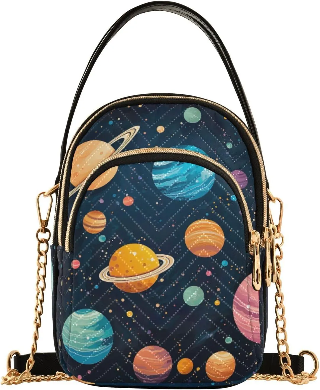 Watercolor Floral Border Women Crossbody Handbag, Crossbody Handbag with Chain Strap, Crossbody for Women Trendy