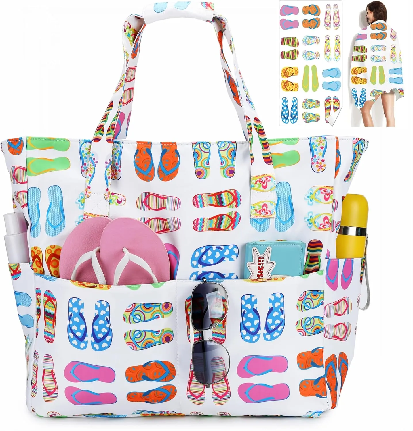 Waterproof Beach Tote Pool Bags for Women Ladies Extra Large Gym Tote Carry On Bag With Wet Compartment for Weekender Travel