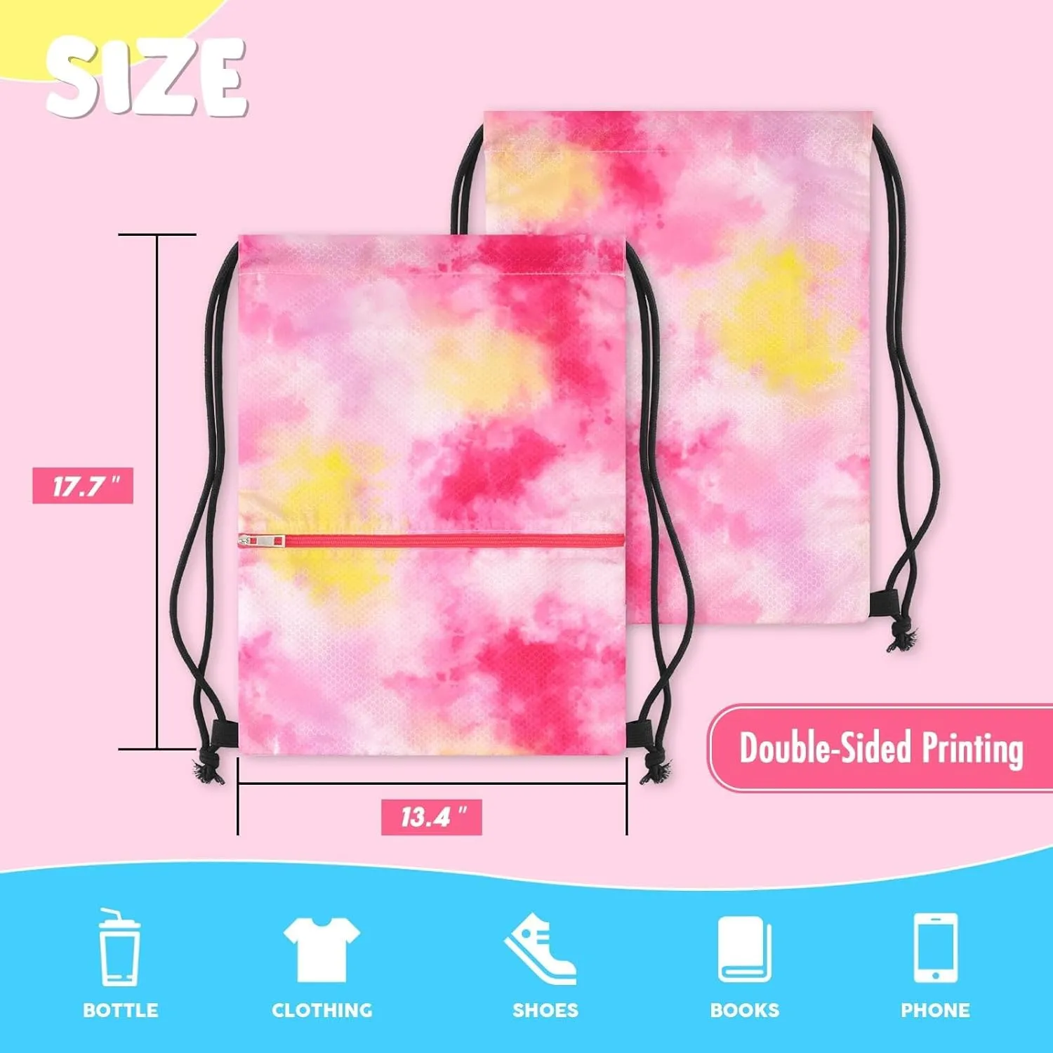 WAWSAM Drawstring Backpack - Drawstring Bags for Kids Swim Bag for Beach