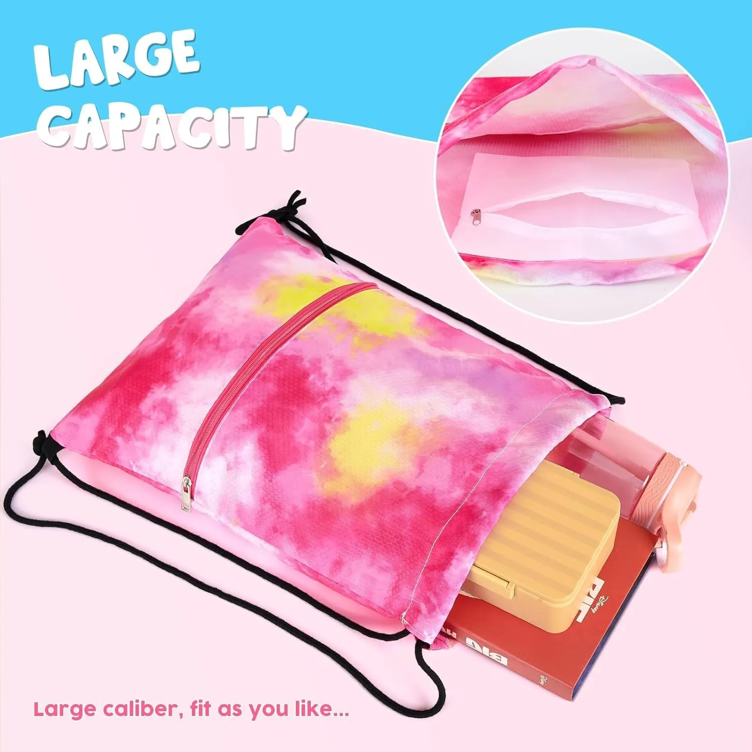 WAWSAM Drawstring Backpack - Drawstring Bags for Kids Swim Bag for Beach