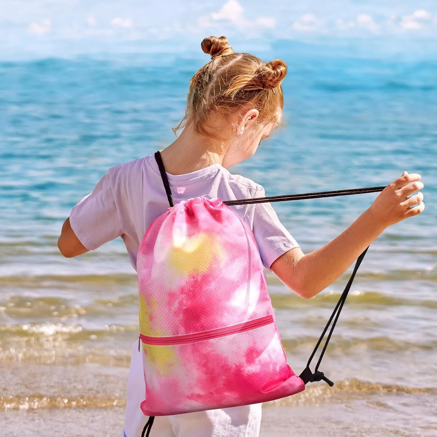 WAWSAM Drawstring Backpack - Drawstring Bags for Kids Swim Bag for Beach