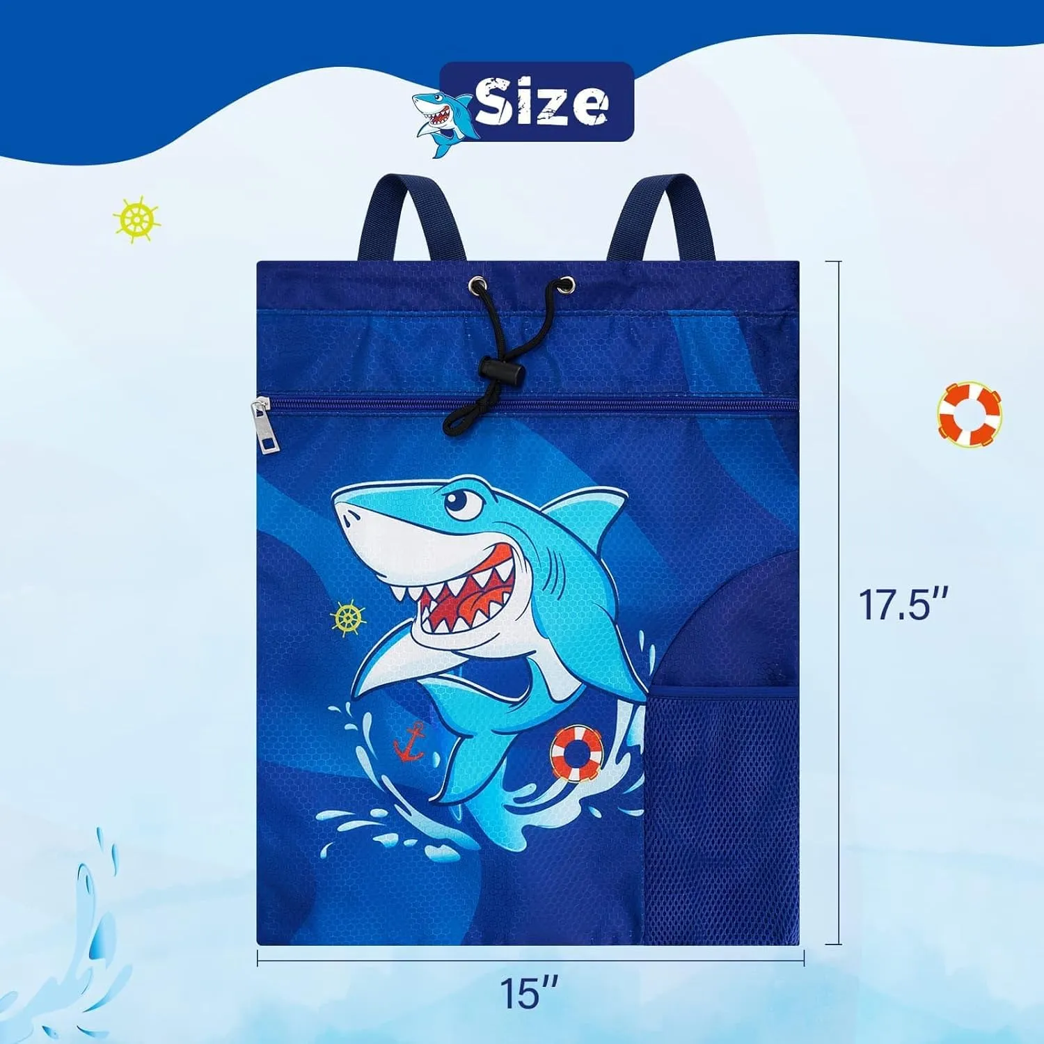 WAWSAM Gym Drawstring Backpack String Bag - 15” x 17” Sports Gym Bag for Kids Waterproof Swimming Beach Shopping Yoga Bag