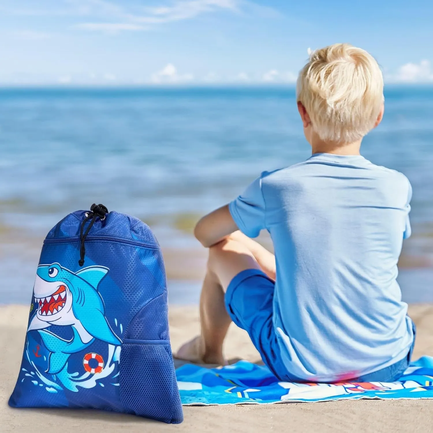 WAWSAM Gym Drawstring Backpack String Bag - 15” x 17” Sports Gym Bag for Kids Waterproof Swimming Beach Shopping Yoga Bag