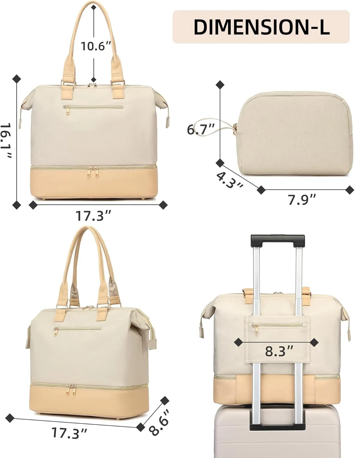 Weekender Bags for Women, Large Duffle Travel Tote Bag with Shoe Compartment,Personal Item Carry On Overnight Hospital Bag