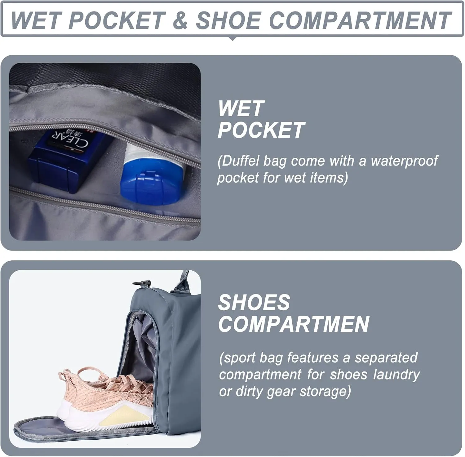 Weekender Duffel Bags for Women, Travel Totes Bag for Airplane, Cute Sports Gym Dance Overnight Luggage Bag with Wet Pocket Shoe Compartment, Carry On Hospital Bag for Labor and Delivery Haze blue