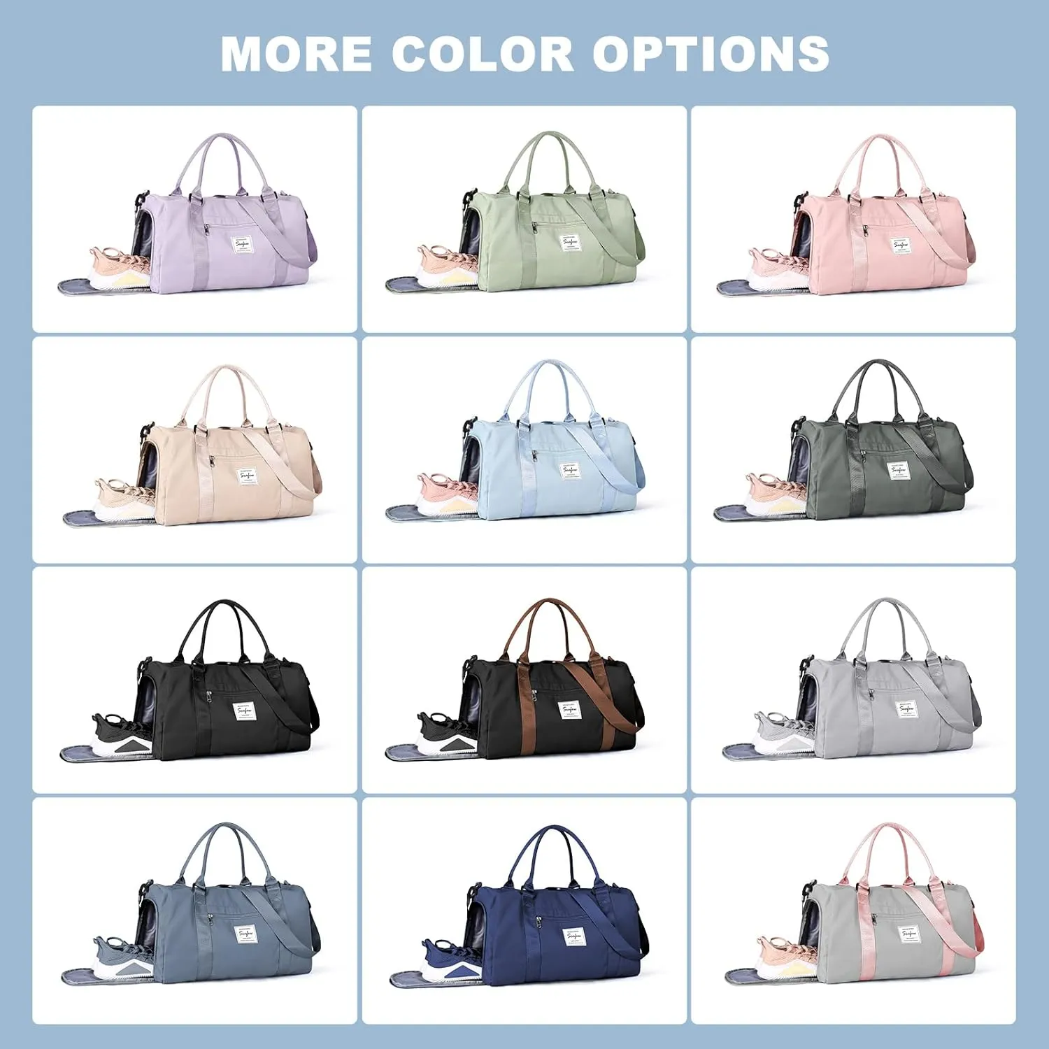 Weekender Gym Duffel Bags for Women Blue with Toiletry Bag